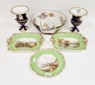 Collection of English porcelain teawares, a topographical dessert service and other items