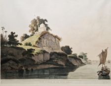 After Thomas Daniell (1749-1840) Aquatint on paper Near Currah, on the River Ganges, pub. Robert