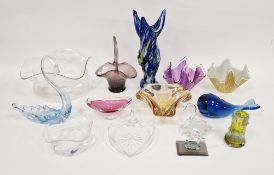 Collection of glassware, including: a Wedgwood  blue glass whale paperweight, a Paul Kedelv for