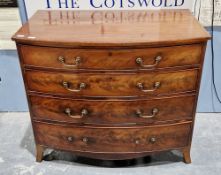 Early 19th century mahogany bowfronted gentleman's dressing chest, the top with satinwood string
