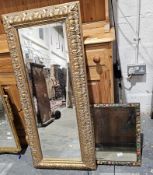 Giltwood rectangular mirror with moulded acanthus leaf frame, the plate with bevelled edge, 47cm x