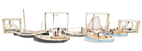 Collection of nineteen wooden models of Scottish boats built by Edward Smith of Fochabers, Moray