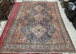 Large old antique Afghanistan rug, four diamond designs in centre with all aspects of intricate hand