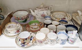 Group of English pottery and porcelain teawares, late 18th to early 19th century, comprising a