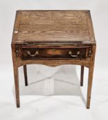 19th century oak clerk's bureau, the sloping fall front opening to a fitted interior, with single
