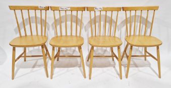Set of four mid century beechwood stickback dining chairs by ZPM Radomsko, with compressed plywood
