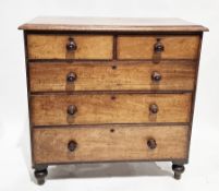 Victorian mahogany chest of two short over three long graduating drawers with wooden turned handles,