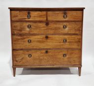 Edwardian mahogany and satinwood inlaid chest of two short over three long graduating drawers with