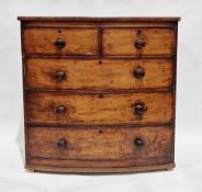 Early 19th century mahogany bowfront chest of two short over three long graduating cockbeaded