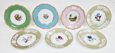 Three Worcester (Flight, Barr & Barr) coloured ground cabinet plates, printed red marks, circa