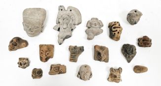 Collection of seventeen pre-Colombian (circa 200 B.C to 500 A.D.) pottery items, mainly being