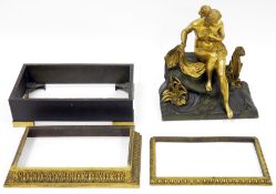19th century-style gilt bronze classical semi-naked female seated on a rocky outcrop surrounded by