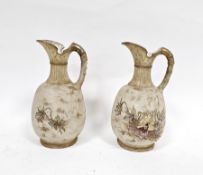 Pair of Art Nouveau Austrian blush ivory ceramic jugs, marked R St K, 16cm high