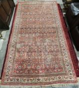 Iranian large floral garden pattern rug (worn), 185cm x 335cm