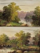George Cole (19th century) Pair oils on canvas River landscapes, signed, framed, 20.5cm x 30.5cm,