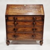 George III mahogany bureau, the sloping drop front opening to a fitted interior of drawers and