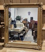 19th century rectangular mirror, the gilt frame with deep moulded edge, 59cm x 69cm