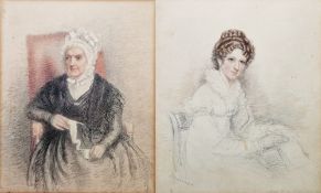 Thomas Charles Wageman (1787-1863) Pencil and watercolour Portrait of Charlotte Hind (1799-1829),