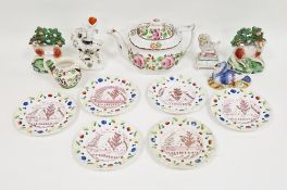Group of Staffordshire pottery, circa 1820 and later, including a pair of pearlware bocage sheep