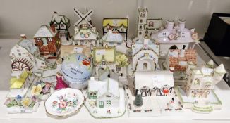 Collection of Coalport bone china cottages including a Masters House, Village Cricket Pavilion,