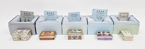Five Halcyon Days limited edition commemorative enamel boxes, including the marriage of Prince