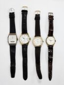 Four gent's watches comprising a Zadi watch 15-jewel manual wind, a Seiko quartz alarm