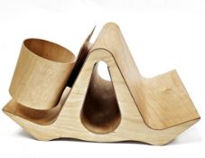 Mid century bent plywood bookstand in the style of Isokon 'Gull' bookstand 25.5cm wide