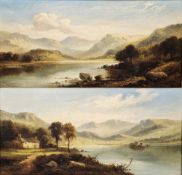 Tom Seymour (1844-1904) Pair oils on canvas Lakeside scene with mountains in distance, signed