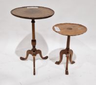 Mid-century teak circular pedestal table, the top with carved initials and the motto 'Infinite