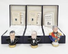 Three Halcyon Days limited edition porcelain and enamel bonbonnieres modelled as Vice Admiral Lord