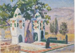 Olynthe Madrigali (1887-1950) Oil on board 'Arab Cemetery at Constantine, Algeria, 1925', signed