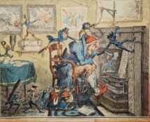 After George Cruikshank (1792-1878) Etching Two hand-coloured etched caricatures 