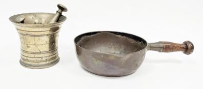 World War I trench art brass shell formed into a pestle and mortar, 14cm high and a Jos Heinrichs