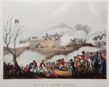 Seven 19th century military lithographs, engravings and aquatints to include after William Heath (