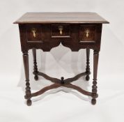William and Mary-style oak side table, the ogee moulded top above three cockbeaded small drawers