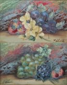 J. Chester? (late 19th/early 20th century) Oil on board Still life of grapes and flowers, signed