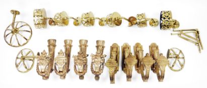 Mixed lot of brassware including two Victorian style ink standishes, towel rail, hanging porch bell,