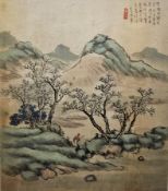 Group of early 20th century Chinese watercolours, including: two featuring immortals in discussion