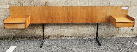 Mid century retro teak combination headboard and bedside tables by Meredew, each bedside table