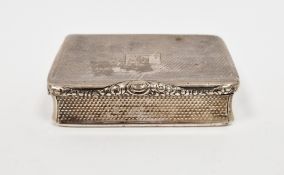 George IV silver table snuffbox, London 1821 Charles Rawlings, of rectangular form with engine