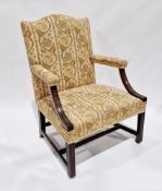Chippendale Revival mahogany armchair in the George III manner, the back, arm rests and seat
