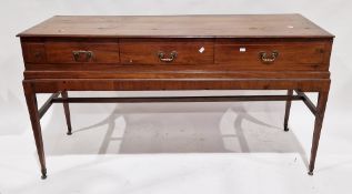 Early 19th century mahogany spinet, later converted to a dressing table, with three drawers, the top