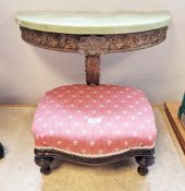Mid century wall-mounted demi-lune console table with faux onyx top and giltwood base moulded with