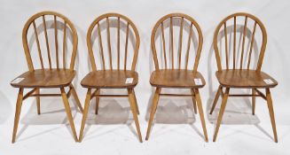 Set of four Ercol light elm and beech hoop and stickback dining chairs, 39.5cm wide x 85cm high (4)