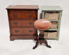 Three items of furniture including a 20th century burr walnut bachelors chest in the George III