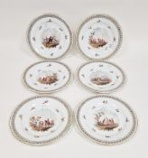 Six continental porcelain pierced cabinet plates, late 19th/early 20th century blue eagle and