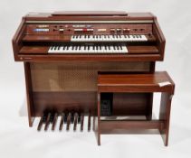 Technics U30 electric twin manual organ with pedals in a mahogany-effect case, 113cm long x 60cm