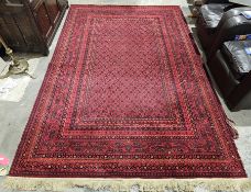 Made in France Sivas carpet with red centre and blue design, vintage with lovely borders (needs