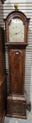 18th century George III mahogany eight-day longcase clock, the silvered broken-arch dial with
