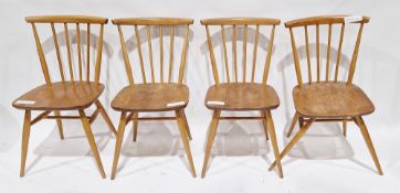 Set of four Ercol blonde elm and beech stickback chairs, model no.737, 40cm wide x 80cm high (4)